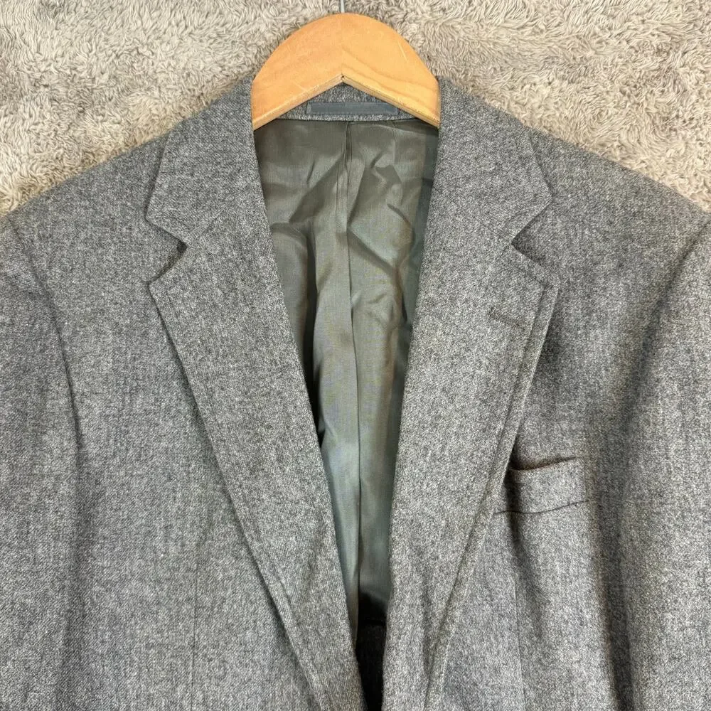 Stanley Blacker Jordan Marsh Gray Wool Blazer Sport Coat Jacket Gold Buttons